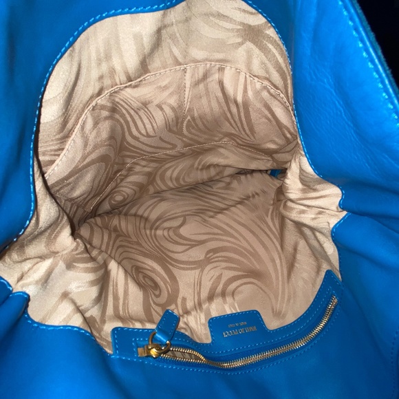 Stunning Large Emilio Pucci Turquoise Blue Suede Fringe Handbag - Picture 8 of 16